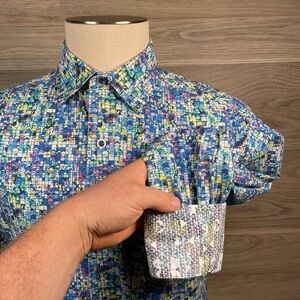 Robert Graham Flip/Collar & Flip-Cuff Blue and Green Casual Shirt